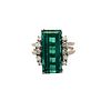 Antique18k Gold Ring with Green Tourmaline & Diamonds