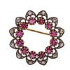 Antique Platinum & 18k Gold Brooch with Rubies and Diamonds