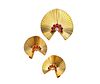George Schuler Earrings And Brooch Set In 18Kt Gold With Diamonds & Rubies