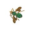 18k Gold Bee Brooch with Emeralds & Rubies