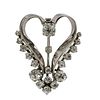 2.75 Carats Diamonds, 18k gold Deco Heart brooch / Pendant