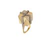 Puig Doria Geometric Ring In 18K Gold With Cubic Carving & Diamonds