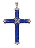 Classic Lapis Lazuli Cross Pendant In 18Kt Gold With 1.02 Cts In Diamonds.