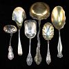 6 Pcs Ornate Victorian Sterling And Coin Silver Flatware