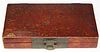 19Th C Chinese Hide Covered And Gilt Red Laqured Decorated Box.