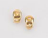 18K Yellow Gold, Sapphire, and Diamond Earrings