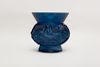R. LALIQUE Blue Glass Zinnia Vase