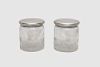 Pair of GORHAM Silver Lidded Etched Glass Jars