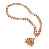 Vintage Coral Bead Tassel Necklace