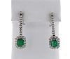 14K Gold Diamond Emerald Dangle Earrings