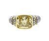 Judith Ripka 18K Gold Sterling Canary Crystal Diamond Ring