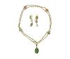 Loree Rodkin 18K Gold Color Stone Pendant Necklace Earrings