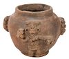 Pre Columbian Style Pottery Vessel with Warrior