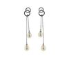 14k Gold Diamond Long Pearl Drop Earrings