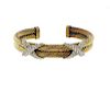 David Yurman 14K Gold Diamond Double X Cable Cuff Bracelet