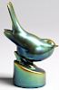 Zsolnay Luster Green Copper Glaze Porcelain Bird