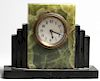 German Art Deco Black & Green Marble Alarm Clock