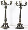 Pair Neoclassical-Style Bronzed Candlestick Lamps