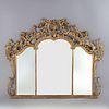 Antique 18th/19thC French Louis XIV Triptych Giltwood Over Mantel Mirror