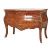 Antique French Louis XV Style Marble, Kingwood & Satinwood Marquetry Commode