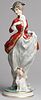 Antique Rosenthal Selb Figurine, Woman & Her Dog
