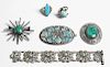 7 Turquoise Costume Jewelry Pieces With Silver