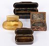 ASSORTED HORN / SHELL SNUFF BOXES, LOT OF FOUR