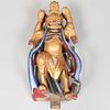 Chinese Polychrome Wood Temple Guardian