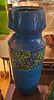 Beautiful Tall Signature Blue Bitossi Ceramic Vase w/ Embedded Abstract Floral Pattern