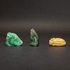 LOT OF 3, GROUP OF JADE AND HARDSTONE ORNAMENTS 
