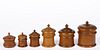 AMERICAN TURNED PEASEWARE / TREEN CONTAINERS, LOT OF SIX