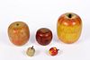 CARVED AND TURNED TREEN FIGURAL APPLE GAMES, LOT OF FIVE