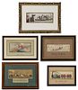 STEVENGRAPH WOVEN-SILK PICTURES, LOT OF FIVE
