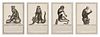 4 Monkey engravings after J. H. Jacob