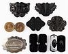 VICTORIAN / ANTIQUE BLACK / MOURNING AND OTHER BELT OR DRESS BUCKLES, LOT OF EIGHT