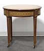 An Adam Style Marquetry Side Table, John Widdicomb, Height 30 x width 29 x depth 20 inches.