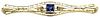 Antique 14K  Sapphire & Diamond Filigree Bar Pin