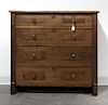 A Victorian Walnut Chest of Drawers, Height 37 1/4 x width 40 1/4 x depth 16 inches.