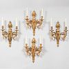 Set of Four Louis XVI Style Gilt-Bronze Two-light Sconces