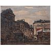 JOAQUÍN TORRES-GARCÍA, Plaza de Bruselas, ca. 1940, Firmado, Óleo sobre cartón, 32 x 50.5 cm
