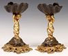 (2) FRENCH PATINATED & GILT BRONZE COMPOTES