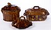 AMERICAN ROCKINGHAM-GLAZED POTTERY COVERED KITCHEN / TABLE ARTICLES, LOT OF THREE