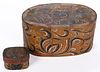 GERMAN / SWISS PAINT-DECORATED BENTWOOD DIMINUTIVE BOXES, LOT OF TWO