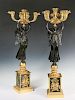 FINE MARBLE AND BRONZE GILDED FRENCH CANDELABRUM