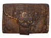 ANTIQUE HAND-TOOLED LEATHER FOLDING WALLET