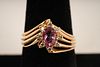 4.89g TW 14K Gold Pink Topaz With Diamond Ring 