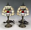 PAIR OF TABLE LAMPS WITH TIFFANY STYLE SHADES
