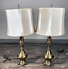 PAIR VINTAGE BRASS TABLE LAMPS