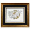 Guillaume Azoulay, "Rising Sun Sketch DDD" Framed Original Drawing with Gold Leaf, Hand Signed with Letter of Authenticity.