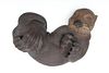 Glazed Pottery Sea Otter Sculpture, 20th C., H 6.25" W 12" L 16.5"